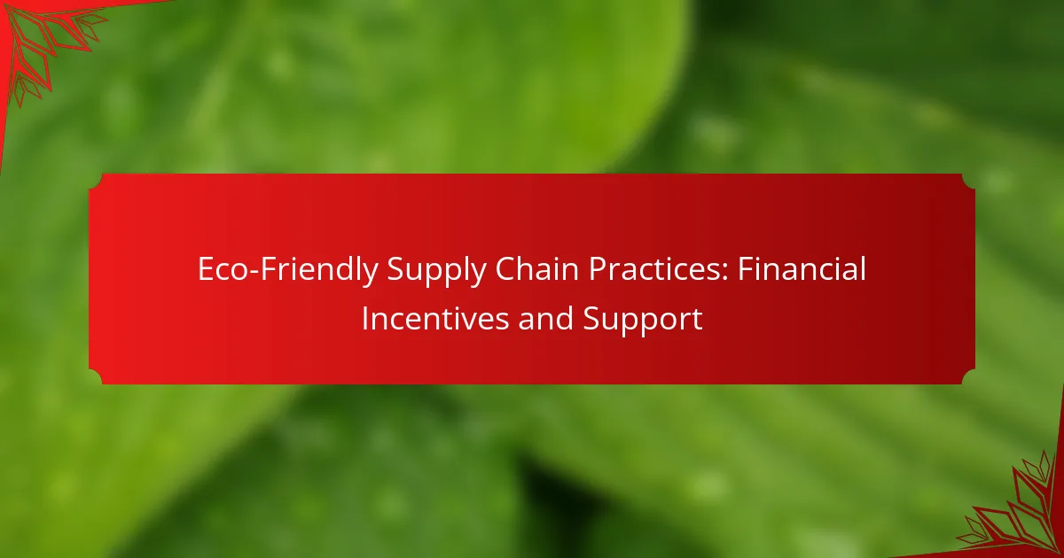 Eco-Friendly Supply Chain Practices: Financial Incentives and Support