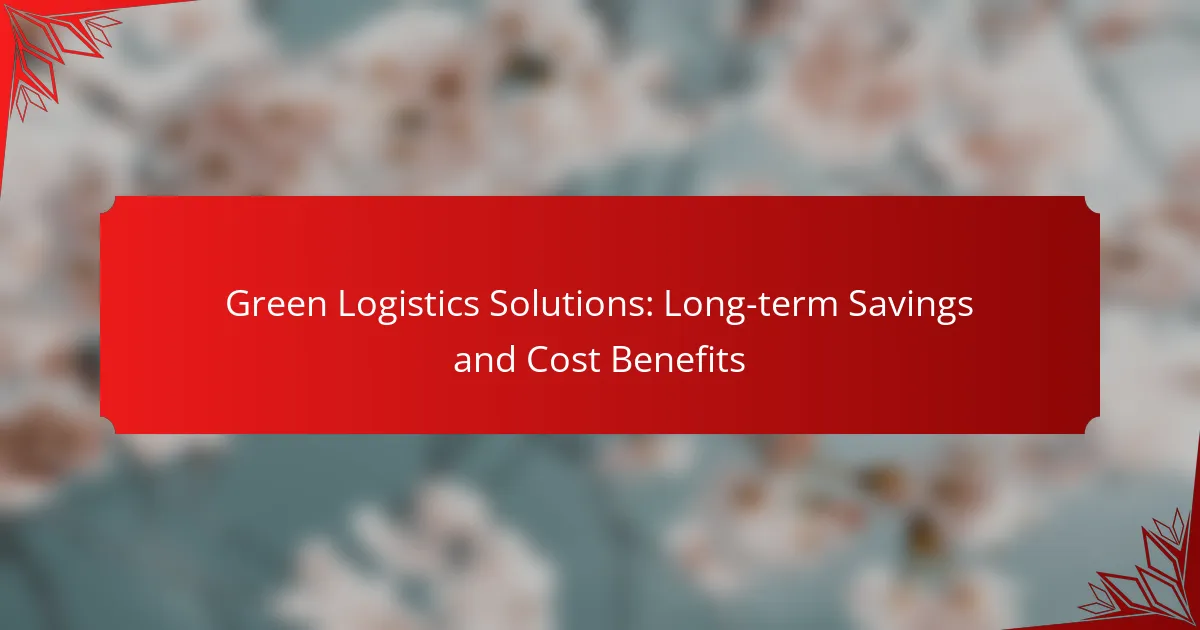 Green Logistics Solutions: Long-term Savings and Cost Benefits