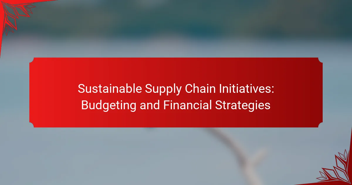 Sustainable Supply Chain Initiatives: Budgeting and Financial Strategies