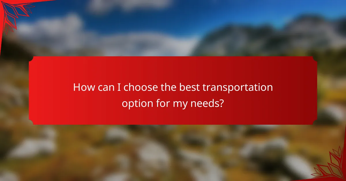 How can I choose the best transportation option for my needs?