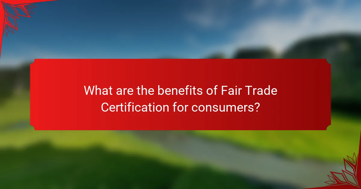 What are the benefits of Fair Trade Certification for consumers?