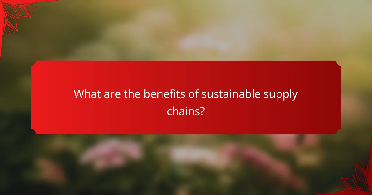 What are the benefits of sustainable supply chains?