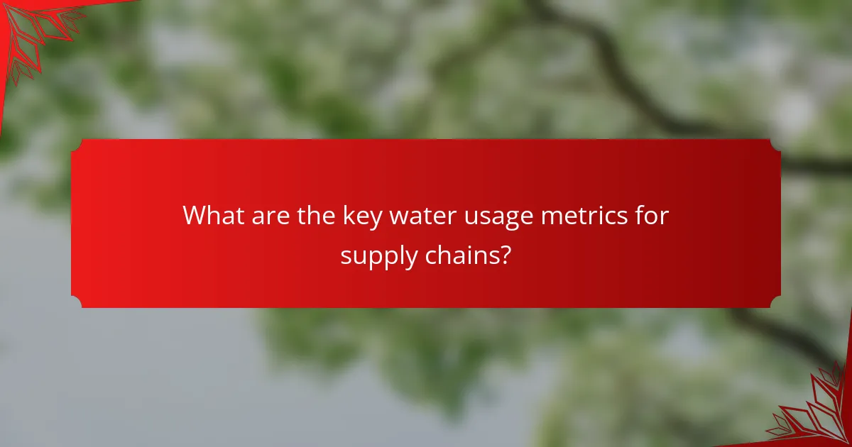 What are the key water usage metrics for supply chains?