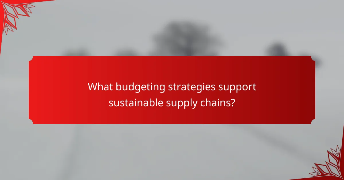 What budgeting strategies support sustainable supply chains?
