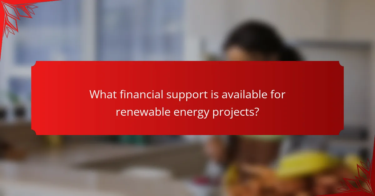 What financial support is available for renewable energy projects?